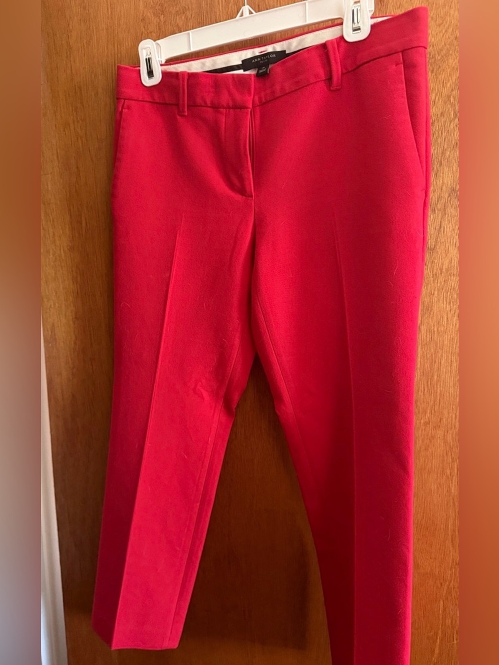 Ann Taylor Bright Red Cropped Straight-Leg Pants